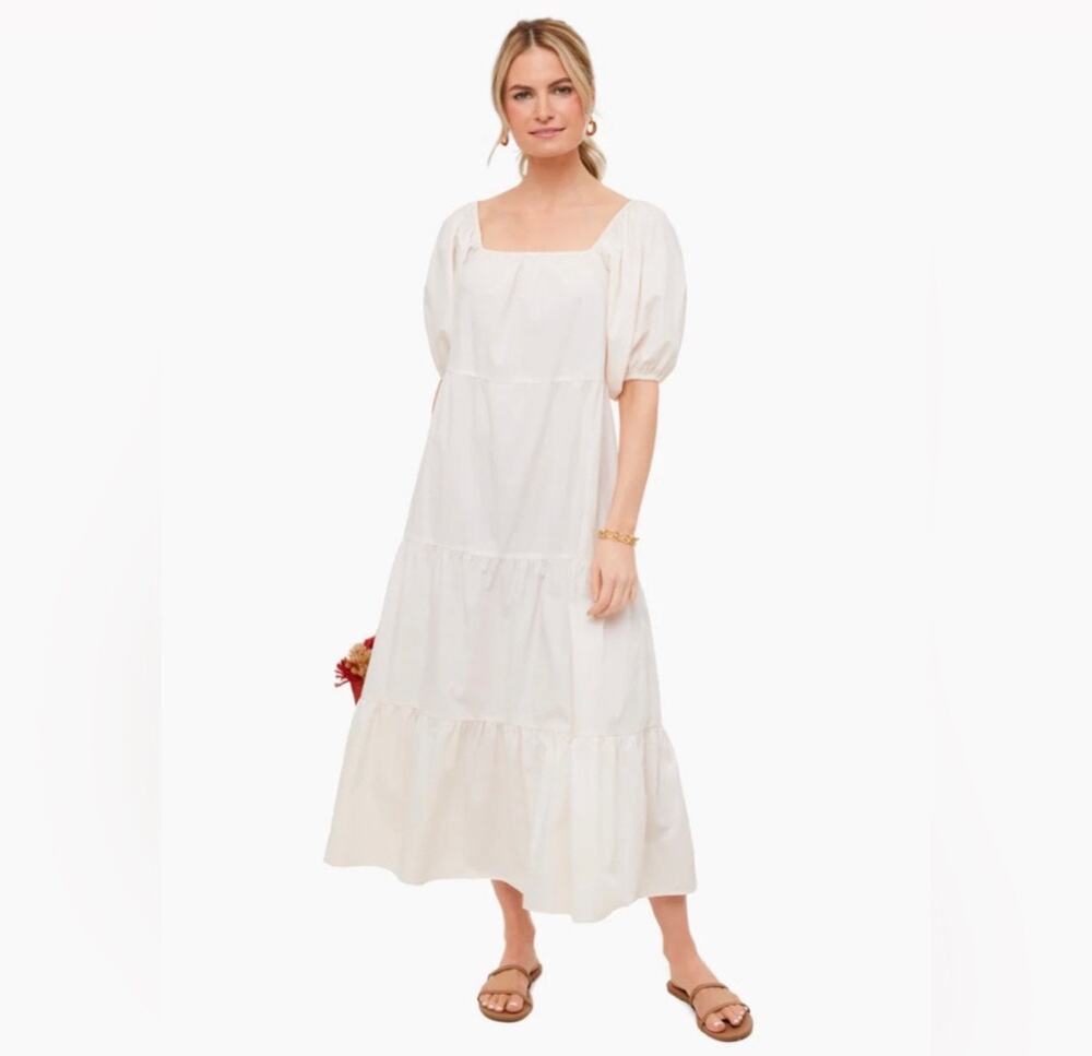 Faithful The Brand Shell Ronan Short Sleeve Tiered Cream Dress Size XS